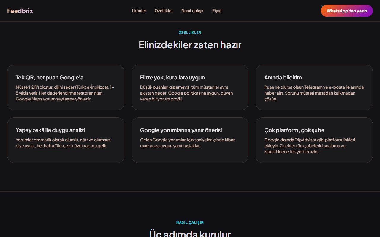 Feedbrix özellikleri